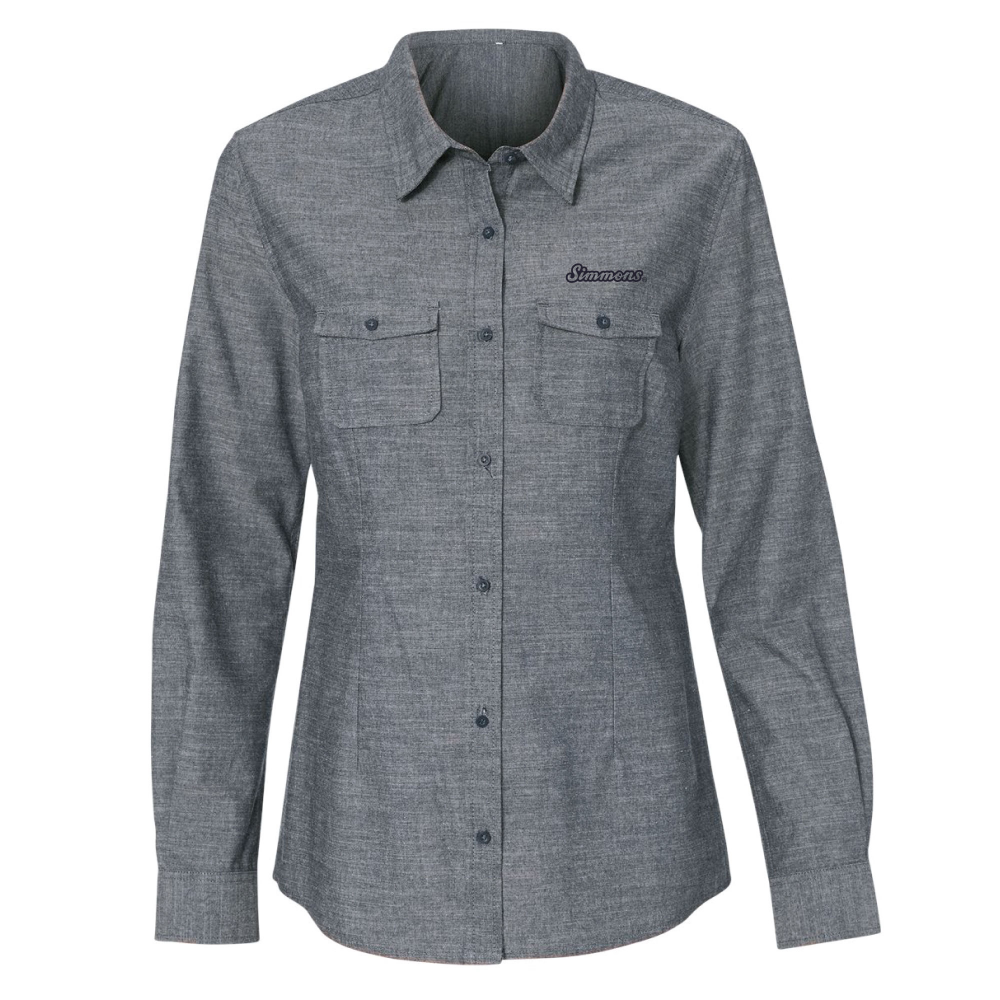 Ladies Double-Pocket Chambray Button-Up